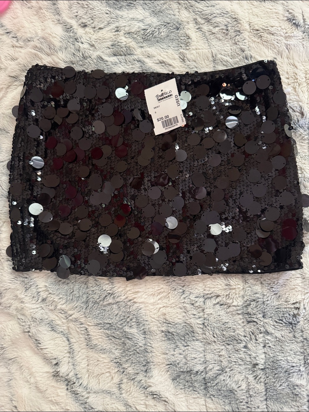 Sequin Mini Skirt - Black size small with shorts inside